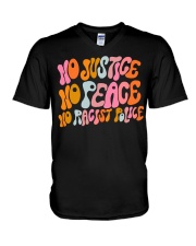 No Justice No Peace No Racist Police V-Neck T-Shirt tile
