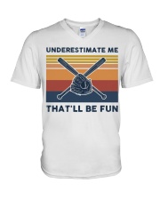 Underestimate Me That'll Be Fun - Softball V-Neck T-Shirt tile