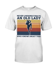 Never Underestimate An Old Lady - Muay Thai Retro Classic T-Shirt tile