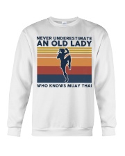 Never Underestimate An Old Lady - Muay Thai Retro Crewneck Sweatshirt tile