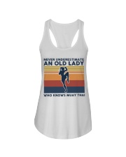 Never Underestimate An Old Lady - Muay Thai Retro Ladies Flowy Tank tile