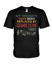 My thoughts have been replaced by Hamilton lyrics V-Neck T-Shirt tile