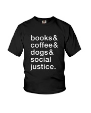 Books Coffee Dogs Social Justice Youth T-Shirt tile