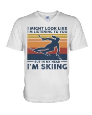 I Might Look Like I'm Listening To You - Skiing V-Neck T-Shirt tile