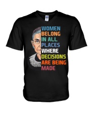 RBG Women Belong In All Places V-Neck T-Shirt tile