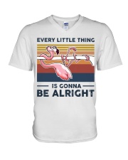 Every Little Thing Is Gonna Be Alright - Flamingo V-Neck T-Shirt tile