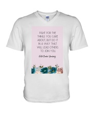 Fight For The Things You Care About Floral V-Neck T-Shirt tile