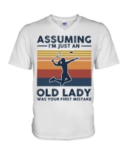 Assuming I'm Just An Old Lady - Badminton V-Neck T-Shirt tile