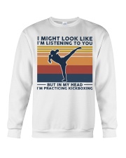 I Might Look Like I'm Listening To You Kickboxing Crewneck Sweatshirt tile