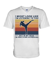 I Might Look Like I'm Listening To You Kickboxing V-Neck T-Shirt tile
