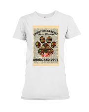 Easily Distracted By Books And Dogs Dictionary Premium Fit Ladies Tee tile