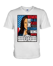 Women belong in all places V-Neck T-Shirt tile