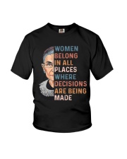 Women Belong In All Places Where Decisions - RBG Youth T-Shirt tile