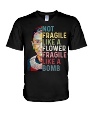 RBG Not Fragile Like A Flower Fragile Like A Bomb V-Neck T-Shirt tile