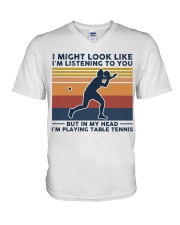 I Might Look Like I'm Listening To You V-Neck T-Shirt tile