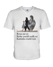 Rosa sat so Ruby could walk so Kamala could run V-Neck T-Shirt tile