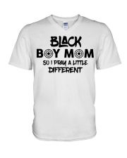 Black Boy Mom V-Neck T-Shirt tile