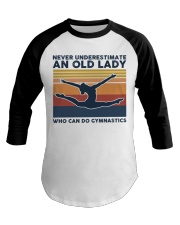 Never Underestimate An Old Lady - Gymnastics Retro Baseball Tee tile