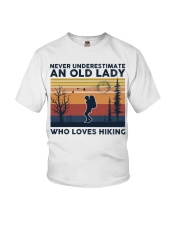 Never Underestimate An Old Lady Who Loves Hiking Youth T-Shirt tile