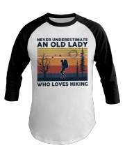 Never Underestimate An Old Lady Who Loves Hiking Baseball Tee tile