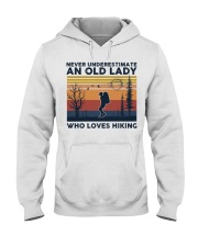 Never Underestimate An Old Lady Who Loves Hiking Hooded Sweatshirt tile