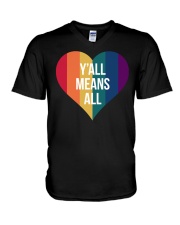 Y'all Means All V-Neck T-Shirt tile