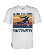 Skiing Grandma - Like A Normal Grandma Only Cooler V-Neck T-Shirt tile