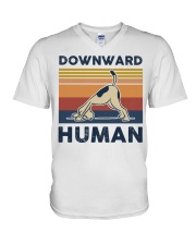 Yoga Downward Human V-Neck T-Shirt tile