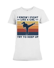 I Know I Fight Like A Girl - Karate Retro Premium Fit Ladies Tee tile