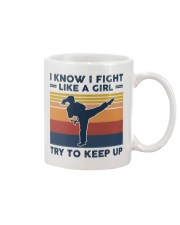 I Know I Fight Like A Girl - Karate Retro Mug tile