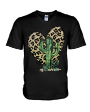 Cactus Leopard Heart V-Neck T-Shirt tile