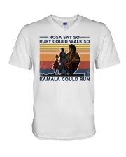Rosa sat so Ruby could walk so Kamala could run V-Neck T-Shirt tile