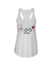 Biking Coffee Wine Repeat Ladies Flowy Tank tile