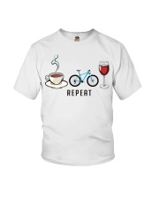 Biking Coffee Wine Repeat Youth T-Shirt tile