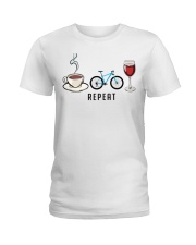 Biking Coffee Wine Repeat Ladies T-Shirt tile