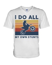 Motocross - I Do All My Own Stunts V-Neck T-Shirt tile