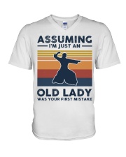 Assuming I'm Just An Old Lady - Aikido Retro V-Neck T-Shirt tile