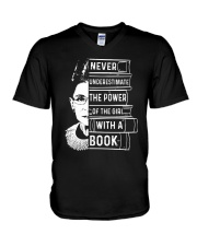 RBG - Never Underestimate The Power Of The Girl V-Neck T-Shirt tile