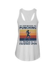I Run Because Punching People Is Frowned Upon Ladies Flowy Tank tile