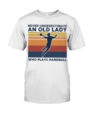 Never Underestimate An Old Lady - Handball Retro Premium Fit Mens Tee tile