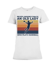 Never Underestimate An Old Lady - Handball Retro Premium Fit Ladies Tee tile