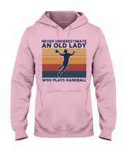 Never Underestimate An Old Lady - Handball Retro Hooded Sweatshirt front