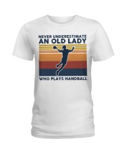 Never Underestimate An Old Lady - Handball Retro Ladies T-Shirt tile