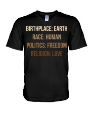 Birthplace: Earth V-Neck T-Shirt tile
