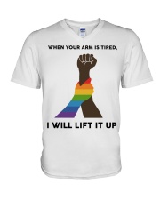 When Your Arm Is Tired I Will Lift It Up V-Neck T-Shirt tile