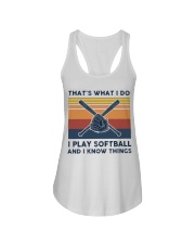 I Play Softball And I Know Things - Retro Ladies Flowy Tank tile