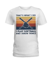 I Play Softball And I Know Things - Retro Ladies T-Shirt tile