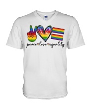 Peace Love Equality V-Neck T-Shirt tile