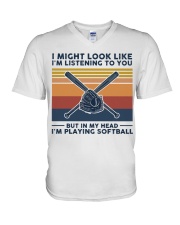 I Might Look Like I'm Listening To You - Softball V-Neck T-Shirt tile