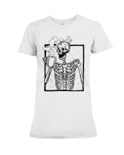 Skeleton Drinking Coffee Premium Fit Ladies Tee tile